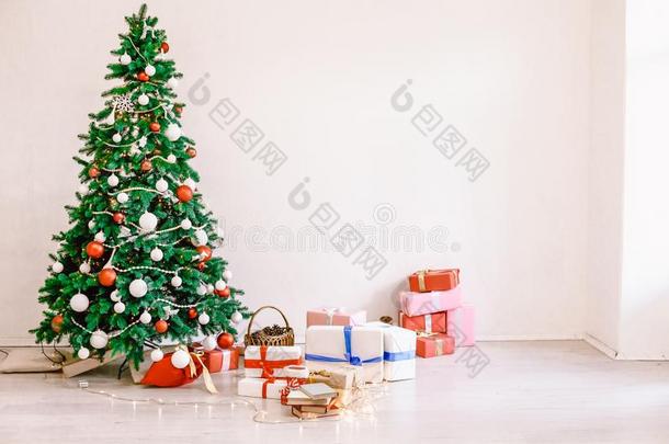 圣诞节树花环家畜的肺脏新的年礼物冬明信片