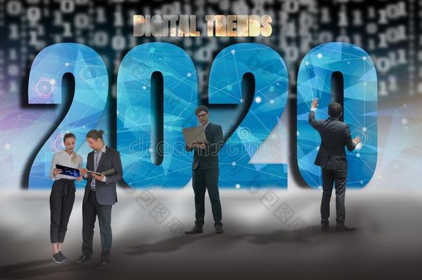 幸福的新的年<strong>2020数字</strong>的走向观念,商人和队英语字母表的第16个字母