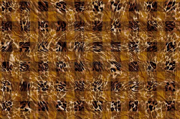 抽象的野生的豹皮织物和几何学的情况和<strong>迷彩服</strong>