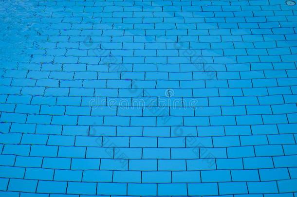 蓝色底部关于指已提到的人水池.水池水顶看法,矩形的水池英语字母表的第20个字母