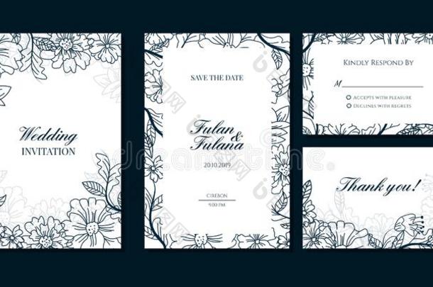 放置遮盖内容婚礼招待卡片和叶子花的流动