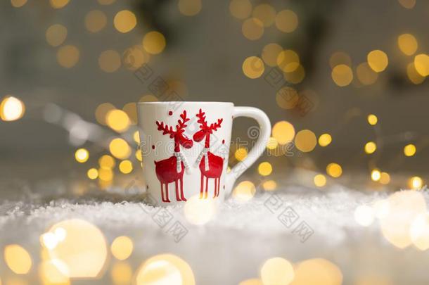 圣诞节-有特定主题的马克杯和鹿.舒适的暖和的家庭<strong>大气</strong>,festival节日