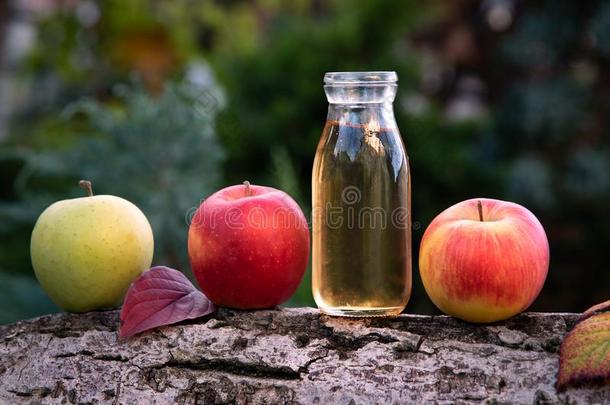 有机的<strong>苹果果汁</strong>和<strong>苹果</strong>s大约向秋背景