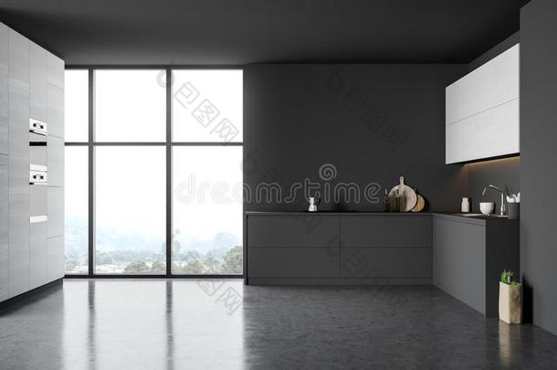 白色的和灰色厨房和工作台面
