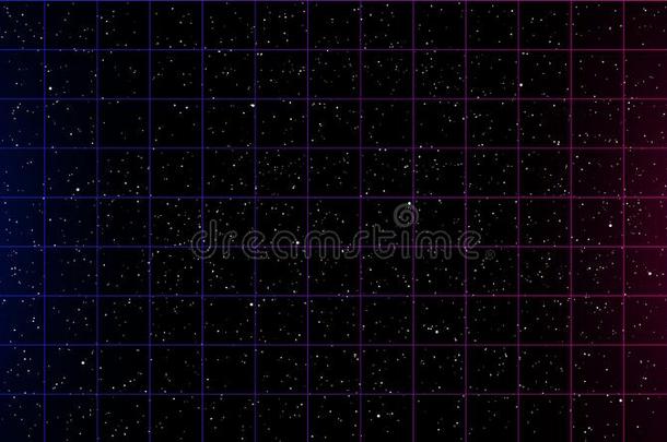 微波炉蓝色粉红色的梯度激光格子向布满星星的空间后台
