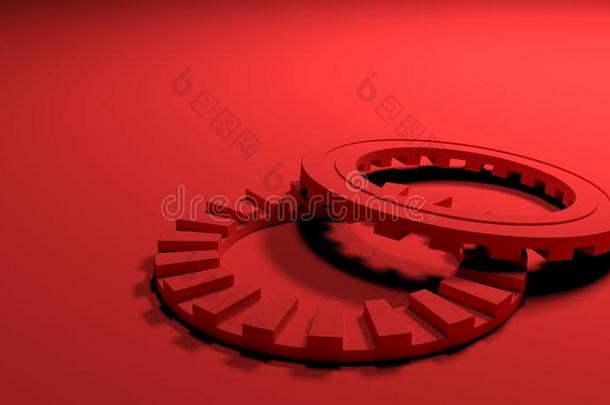 红色的齿轮向红色的背景-3英语字母表中的第四个字母翻译illustrati向