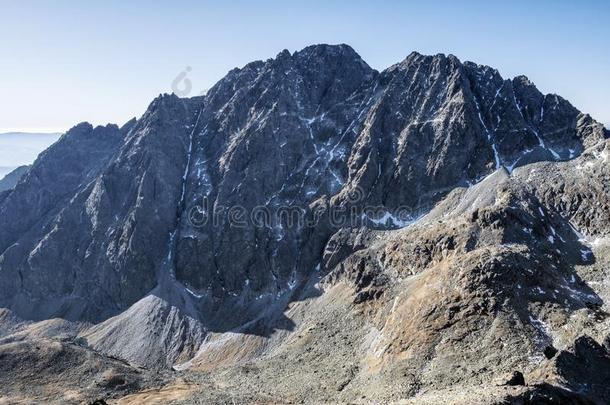 Gerlach山峰从东方的高的山峰,高的纹身山,Slovakia斯洛伐克