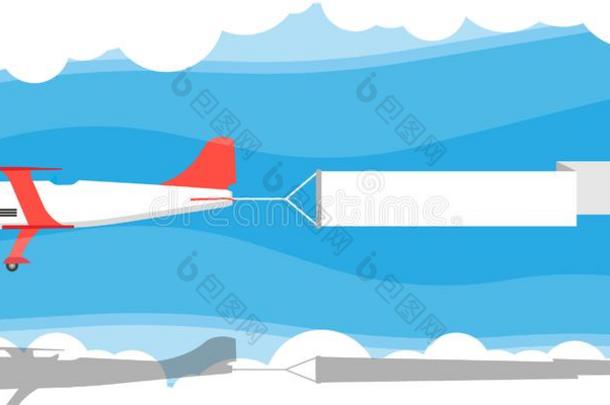 红色的<strong>双翼飞机</strong>和天空带横幅矢量说明.广告