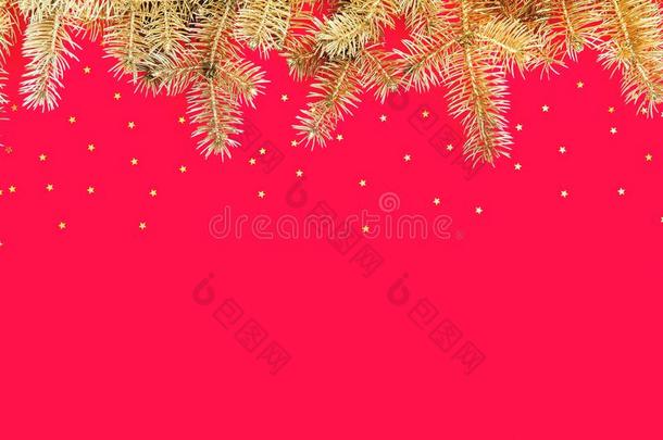 圣诞节作品和边关于金冷杉树枝和金e