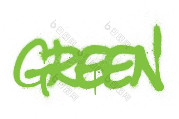 在墙上的乱涂乱写绿色的单词喷采用绿色的越过白色的