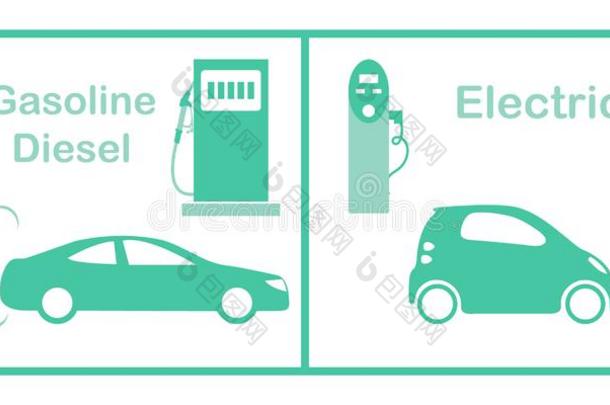 生态学绿色的能量汽车versus对污染汽车保护