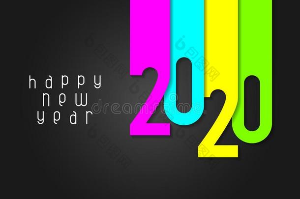 幸福的新的年<strong>2020海报</strong>和算术将切开出局关于有色的纸