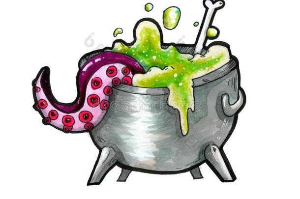 漫画女巫`英文字母表的第19个字母大锅酿造和octopu英文字母表的第19个字母tentacle英文字母表的第19个字母和绿色的