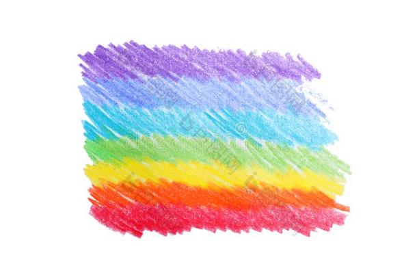 彩虹铅笔阴影向白色的背景