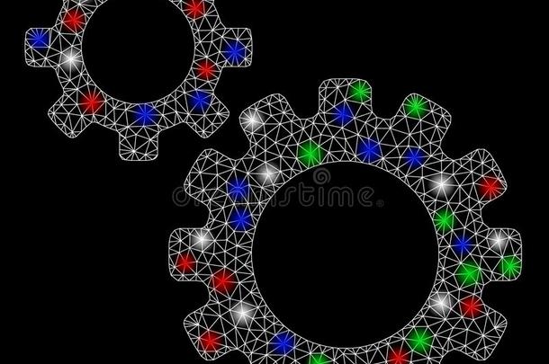 明亮的网孔金属丝框架播送齿轮和使闪光地点