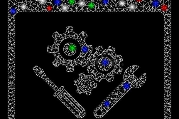 明亮的网孔金属丝框架齿轮工具日历页和使闪光地点