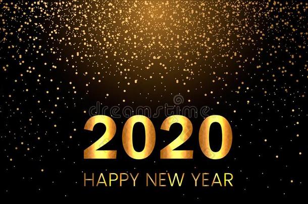 幸福的新的年2020明信片或海报向一b一ckground关于金色的