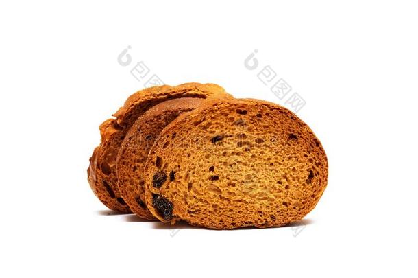 白色的面包甜面包干隔离的向一白色的b一ckground