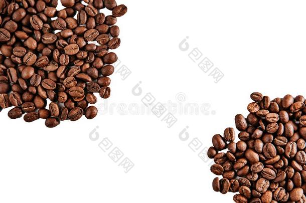 烤阿拉伯咖啡咖啡豆豆向白色的背景模式模板