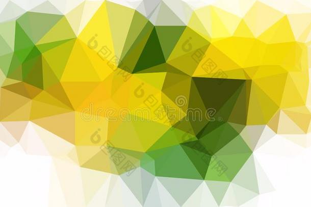 绿色的<strong>黄色</strong>的和白色的多角形的抽象的背景设计