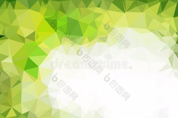 抽象的绿色的<strong>黄色</strong>的和白色的多角形的背景样板
