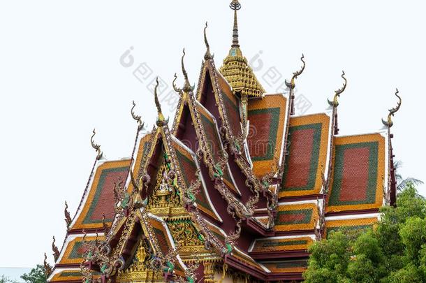 <strong>屋</strong>顶关于泰国或高棉的佛教寺或僧院半岛苏万纳拉姆中国人佛教的庙,kick-off开球萨梅是（be的三单形式