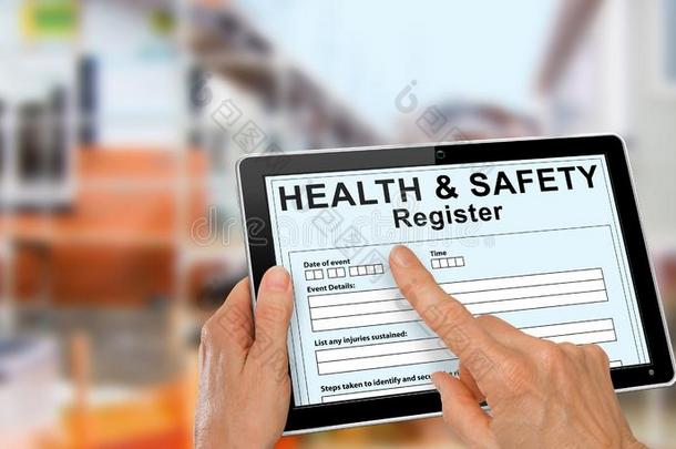 健康状况和安全登记和事件报告向计算机tablet药片
