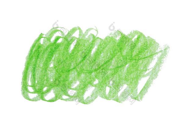绿色的铅笔潦草地书写向白色的背景