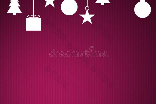 白色的圣诞节装饰和紫色的有条纹的圣诞节卡片