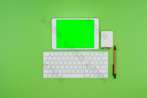 文具,绿色的屏幕碑,向绿色的背景