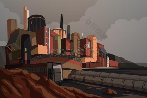 工业的风景和现代的工厂建筑物和仓库.