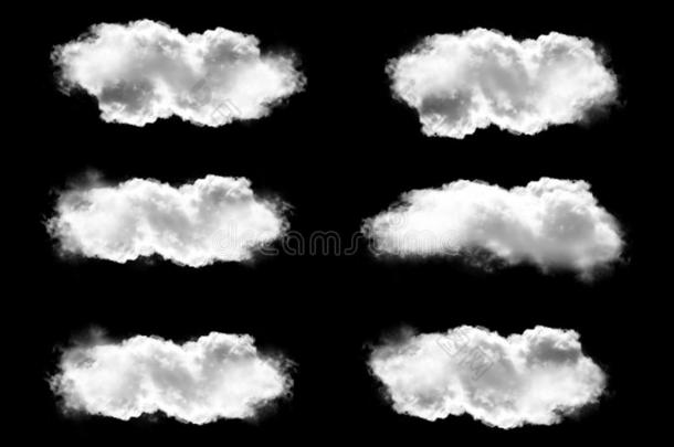 白色的云放置隔离的越过黑的背景