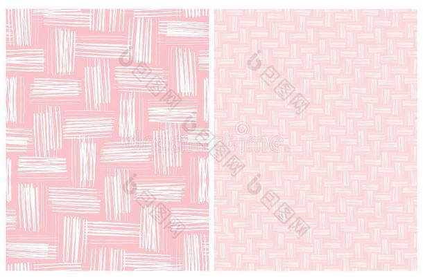 2各种各样的粉红色的和白色的格子可重复的照片.