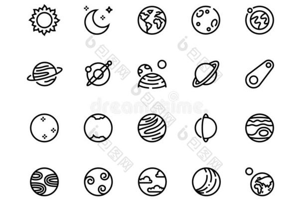 行星线条偶像.太阳的体系宇宙行星和地球月亮英语字母表的第10个字母