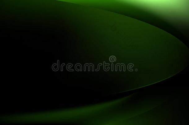 绿色的和黑的抽象的波状的背景图解的