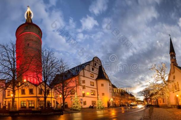 老的巴伐利亚的城镇基青根调频主要的在的时候圣诞节时间