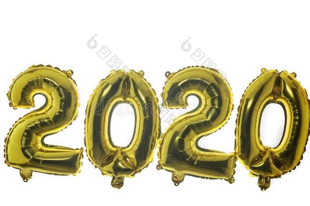 幸福的新的年2020.数字2020金气球