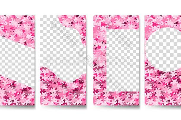 矢量放置关于盛开的粉红色的樱花社会的媒体故事设计英语字母表的第20个字母