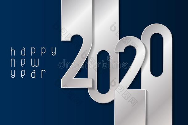 幸福的新的年<strong>2020海报</strong>和银算术.矢量illustrat