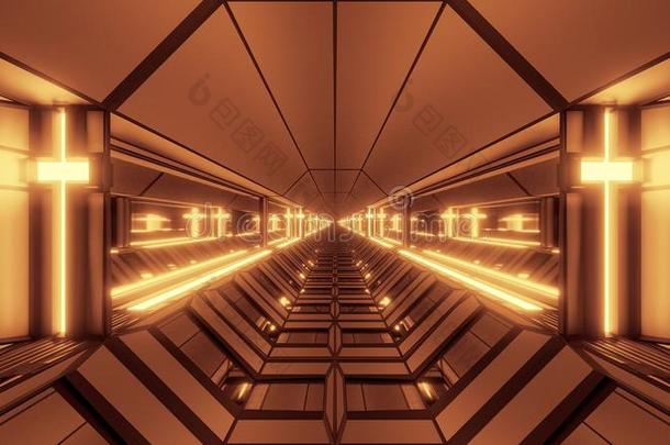 冷静的未来的空间科幻小说飞机库隧道走廊和神圣的乙二醛酶