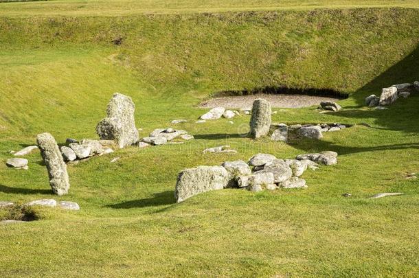 新石器时代的或石头年龄建筑物采用贾尔绍夫,苏格兰