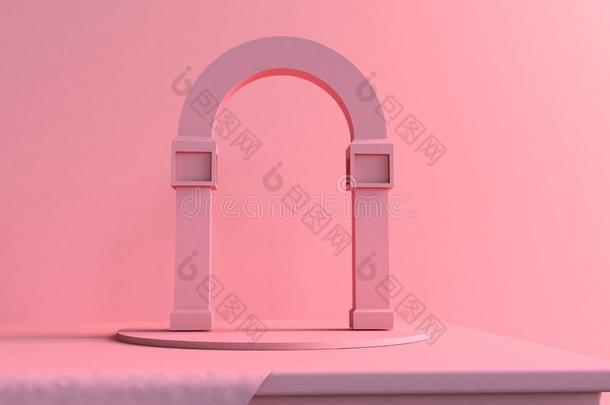 粉红色的颜色,时尚背景,弓形,隧道.3英语字母表中的第四个字母翻译