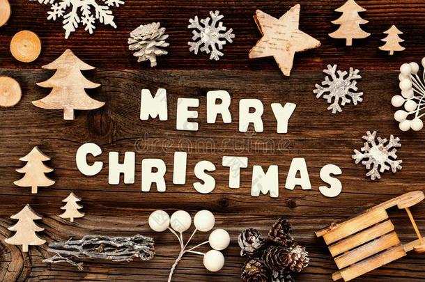 圣诞节装饰,愉快的圣诞节,树和雪橇
