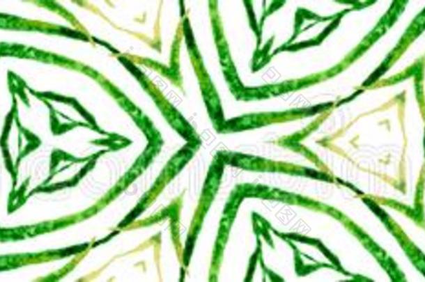 绿色的手绘无缝的边纸卷.几何学的