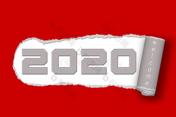 纸喝醉的-2020和字体欢迎向红色的背景