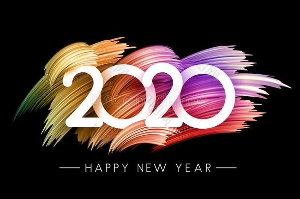 2020新的年节日的背景和富有色彩的刷子中风
