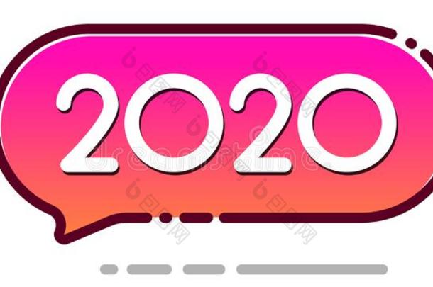 新的年<strong>2020海报</strong>和粉红色的漫画演说泡