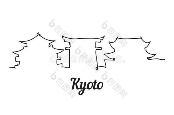 num.一线条方式京都sky线条.简单的现代的极简主义方式