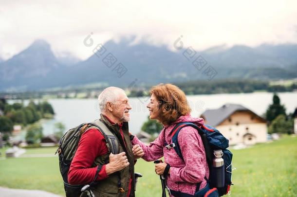 较高的<strong>领取</strong>退休、养老金或抚恤金的人对和北欧人步行极徒步旅行采用NationalAssociationofTreUnions全国工