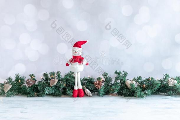 圣诞节背景和雪人,树枝,装饰,兰斯卡普